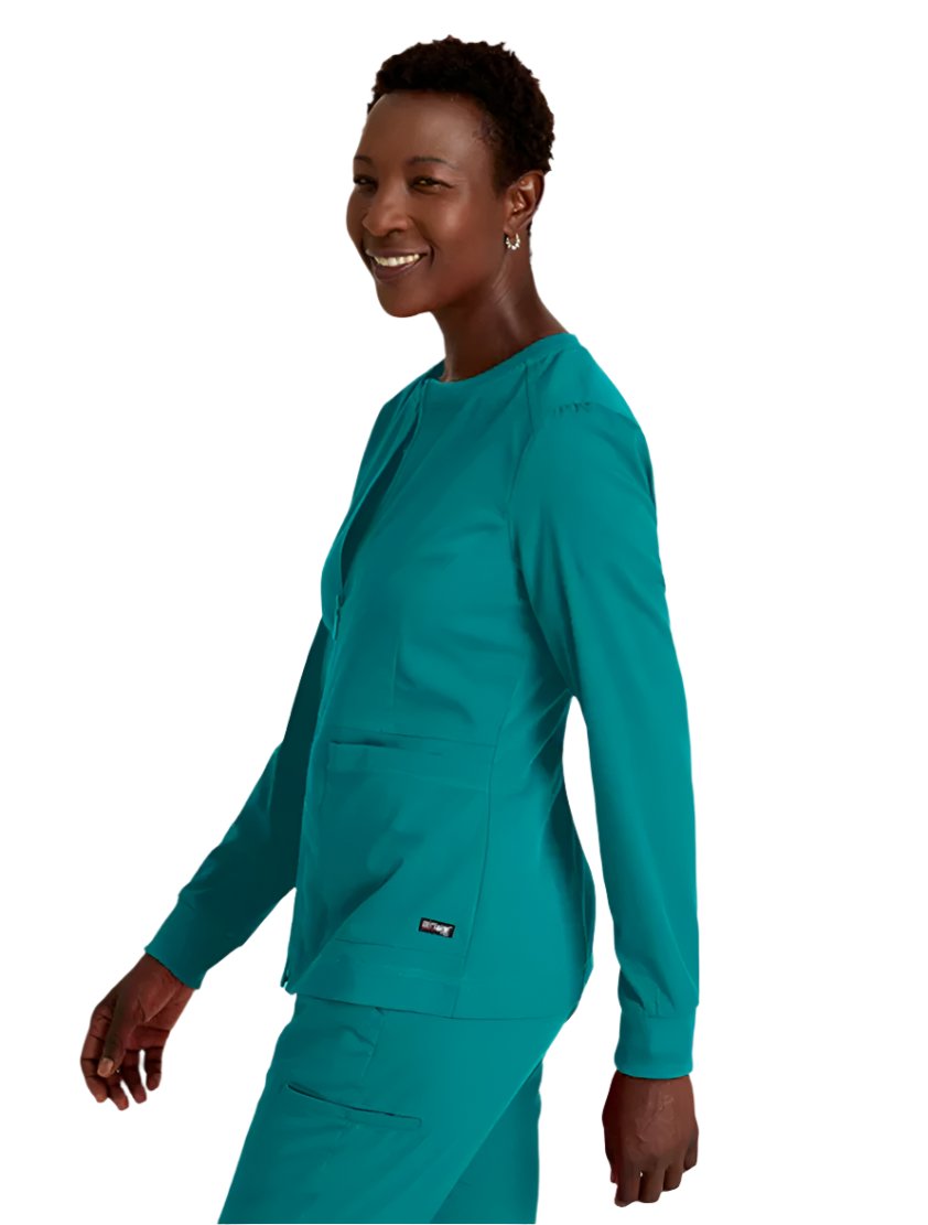 Grey's Anatomy Stretch™ by Barco  Millie 3-Pocket Crewneck Scrub Jacket -Teal