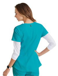 Grey's Anatomy Stretch™ by Barco Carly 3-Pocket Curved V-Neck Scrub Top-Teal