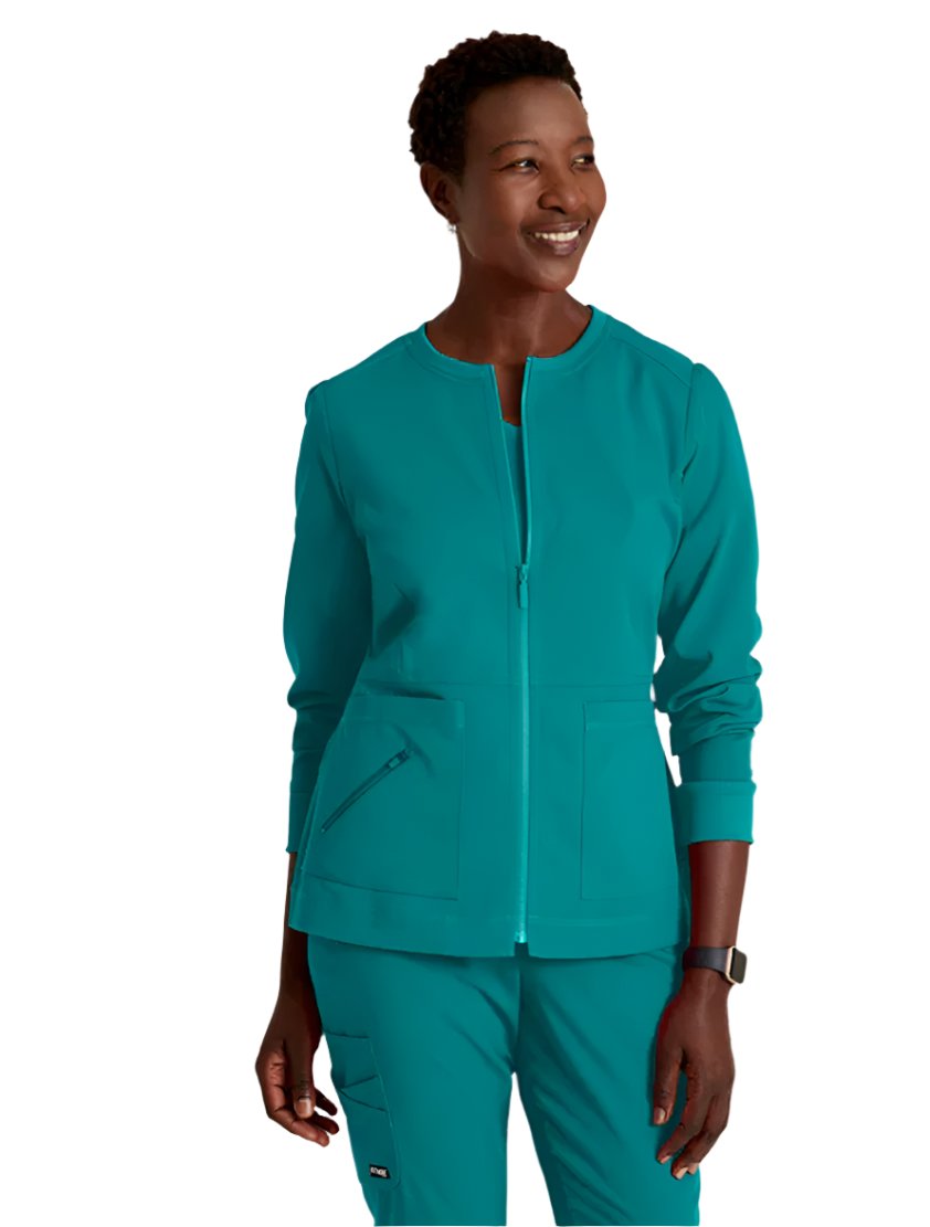 Grey's Anatomy Stretch™ by Barco  Millie 3-Pocket Crewneck Scrub Jacket -Teal