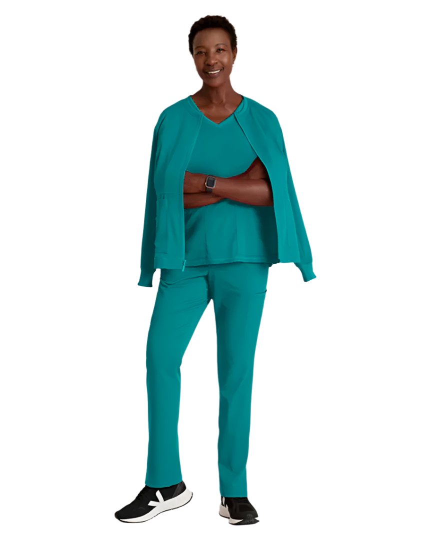 Grey's Anatomy Stretch™ by Barco  Millie 3-Pocket Crewneck Scrub Jacket -Teal