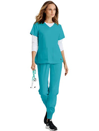 Grey's Anatomy Stretch™ by Barco Emma 4-Pocket V-Neck Scrub Top-Teal