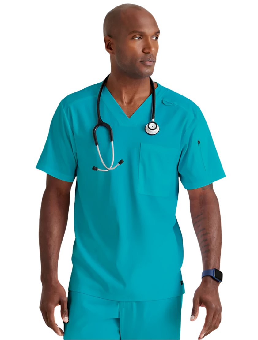 Grey's Anatomy Stretch™ by Barco Murphy 2-Pocket V-Neck Scrub Top-Teal