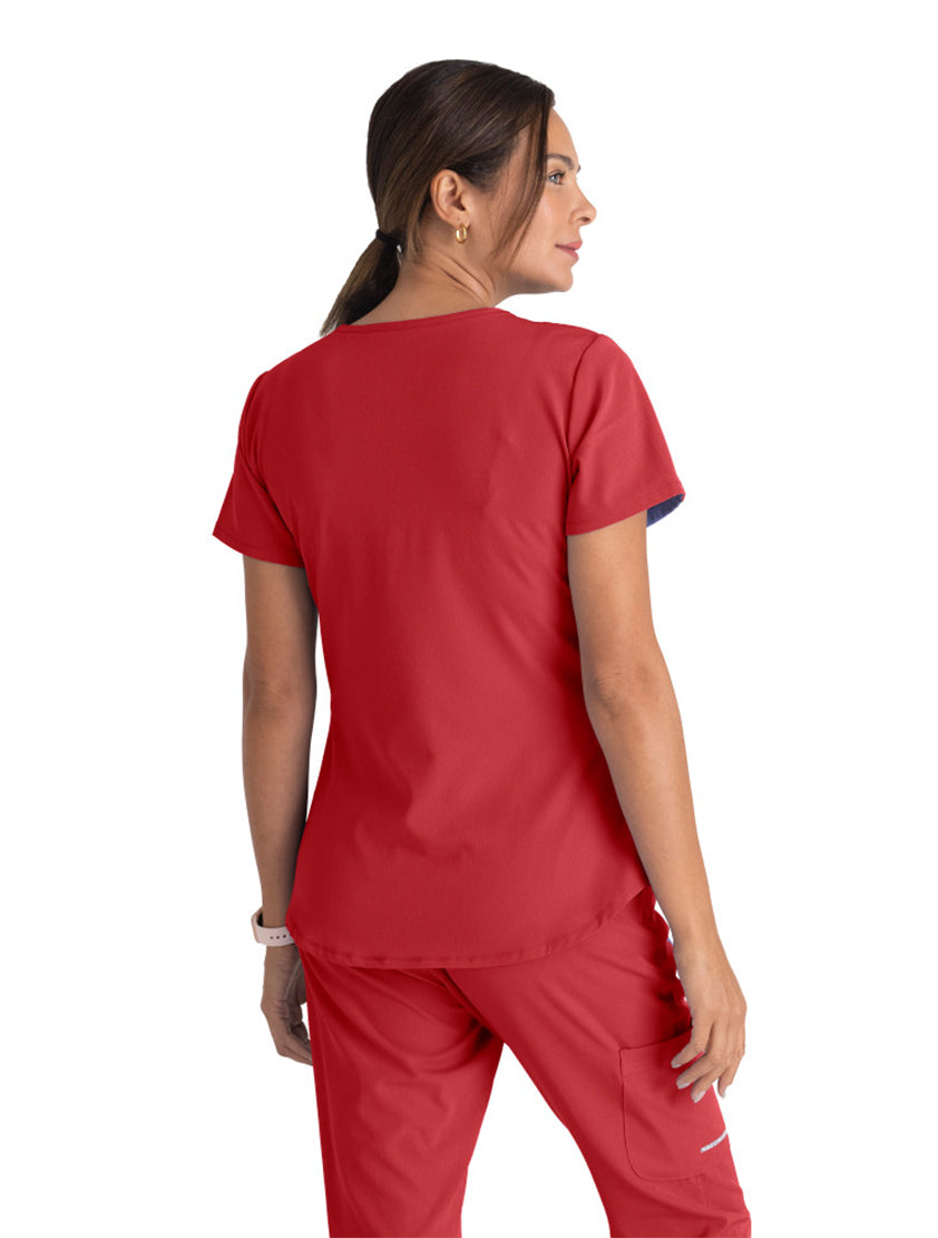 Skechers™ by Barco Breeze 3-Pocket Curved V-Neck Scrub Top-True Red