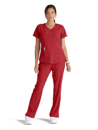 Skechers™ by Barco Breeze 3-Pocket Curved V-Neck Scrub Top-True Red