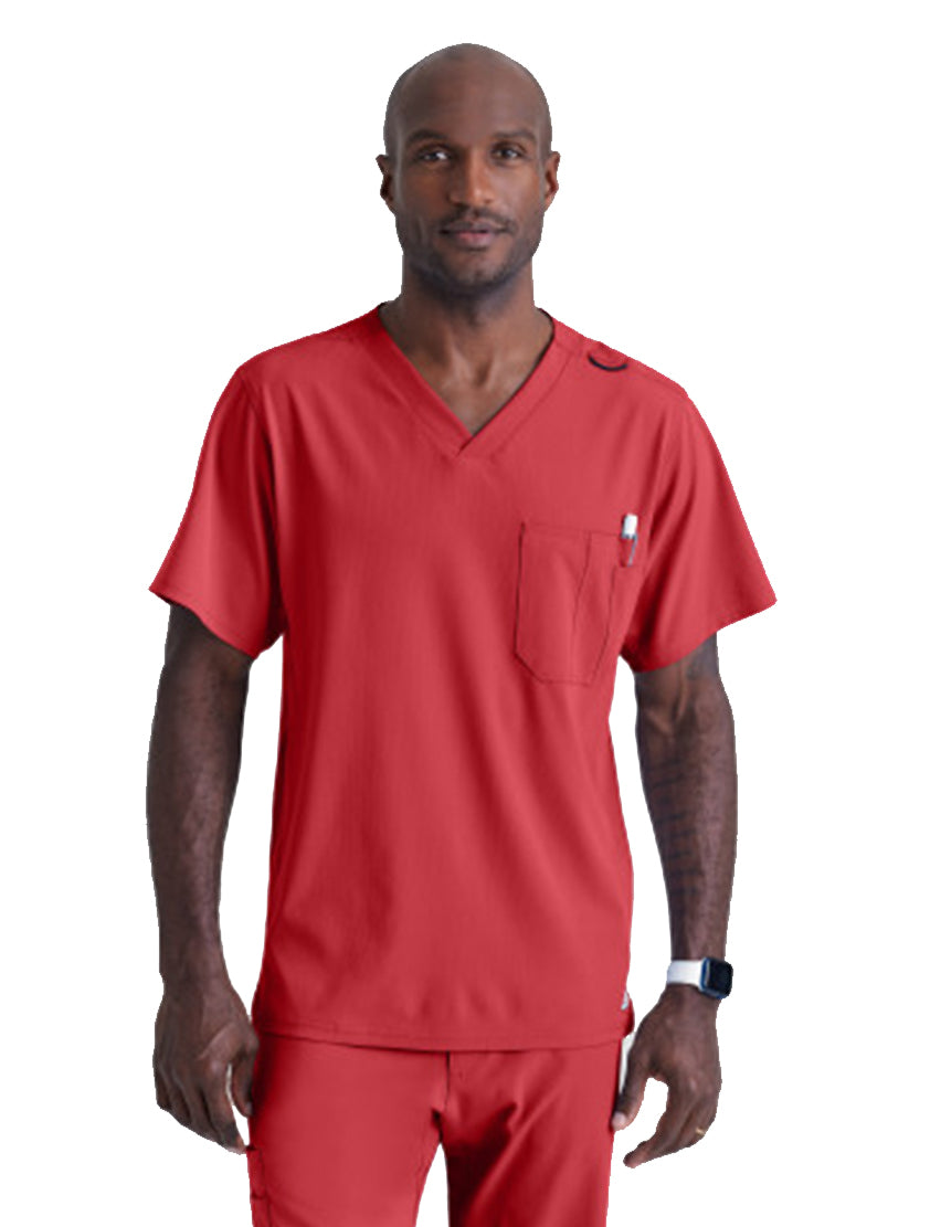 SKECHERS™ by Barco Structure 1-Pocket V-Neck Scrub Top-True Red