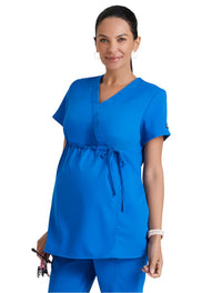 Grey's Anatomy™ by Barco Lilah 2-Pocket Mock Wrap Maternity Scrub Top-New Royal