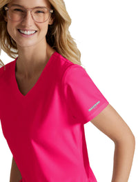 Skechers™ by Barco Breeze 3-Pocket Curve-d VNeck Scrub Top-Vibrance Pink