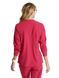 SKECHERS™ by Barco Stabilty 2-Pocket Crewneck Snap-Front Scrub Jacket - Vibrance Pink