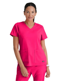 Grey's Anatomy Stretch™ by Barco Emma 4-Pocket V-Neck Scrub Top-Vibrance Pink