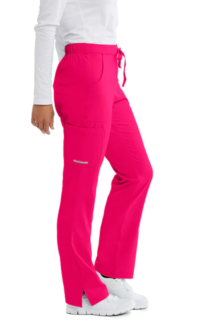 SKECHERS™ by barco Reliance 3-Pocket Mid-Rise Straight Leg Scrub Pant-Vibrance Pink