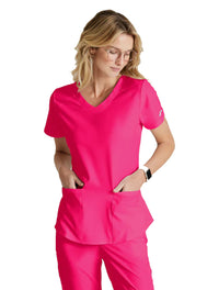 Skechers™ by Barco Breeze 3-Pocket Curve-d VNeck Scrub Top-Vibrance Pink