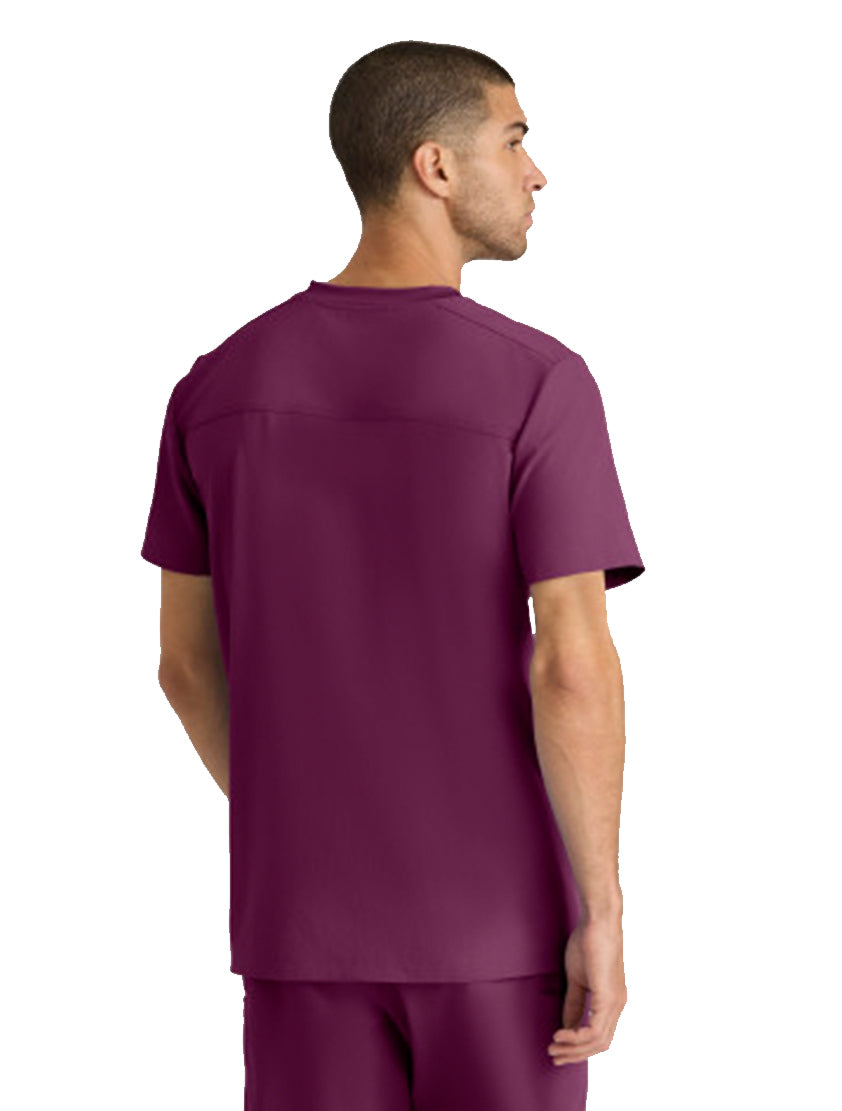 Grey's Anatomy Stretch™ by Barco Thesis 3-Pocket Round Neck Scrub Top - Wine