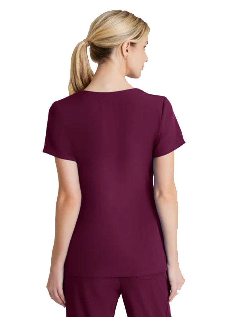 Skechers™ Vitality by Barco Charge 3-Pocket Crossover Scrub Top - Wine