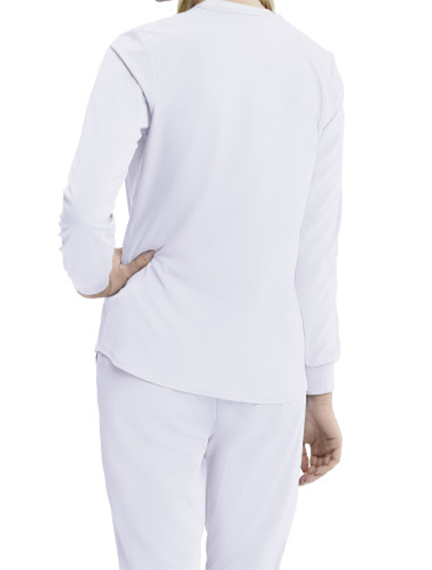 SKECHERS™ by Barco Stabilty 2-Pocket Crewneck Snap-Front Scrub Jacket - White