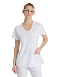 SKECHERS™ by Barco Reliance 3-Pocket Crossover V-Neck Scrub Top-White