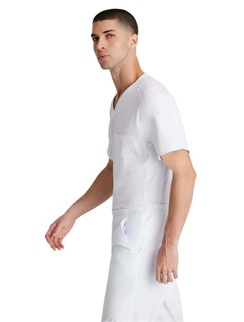 SKECHERS™ by Barco Structure 1-Pocket V-Neck Scrub Top-White