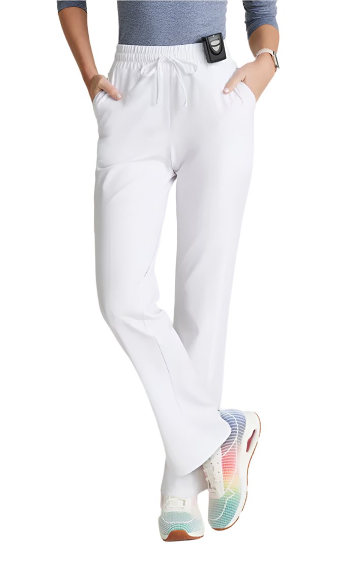 SKECHERS™ by barco Gamma 6-Pocket Mid-Rise Tapered Leg Scrub Pant-White