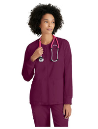 Grey's Anatomy Stretch™ by Barco  Gianna 5-Pocket Crewneck Scrub Jacket-Wine