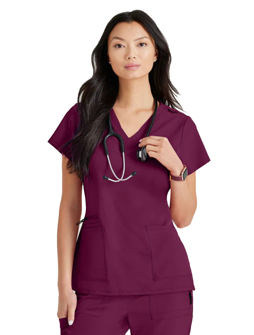 Barco Unify™ by Barco PURPOSE 4-POCKET V-NECK SCRUB TOP -  Wine