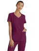 Grey's Anatomy Stretch™ by Barco Carly 3-Pocket Curved V-Neck Scrub Top-Wine