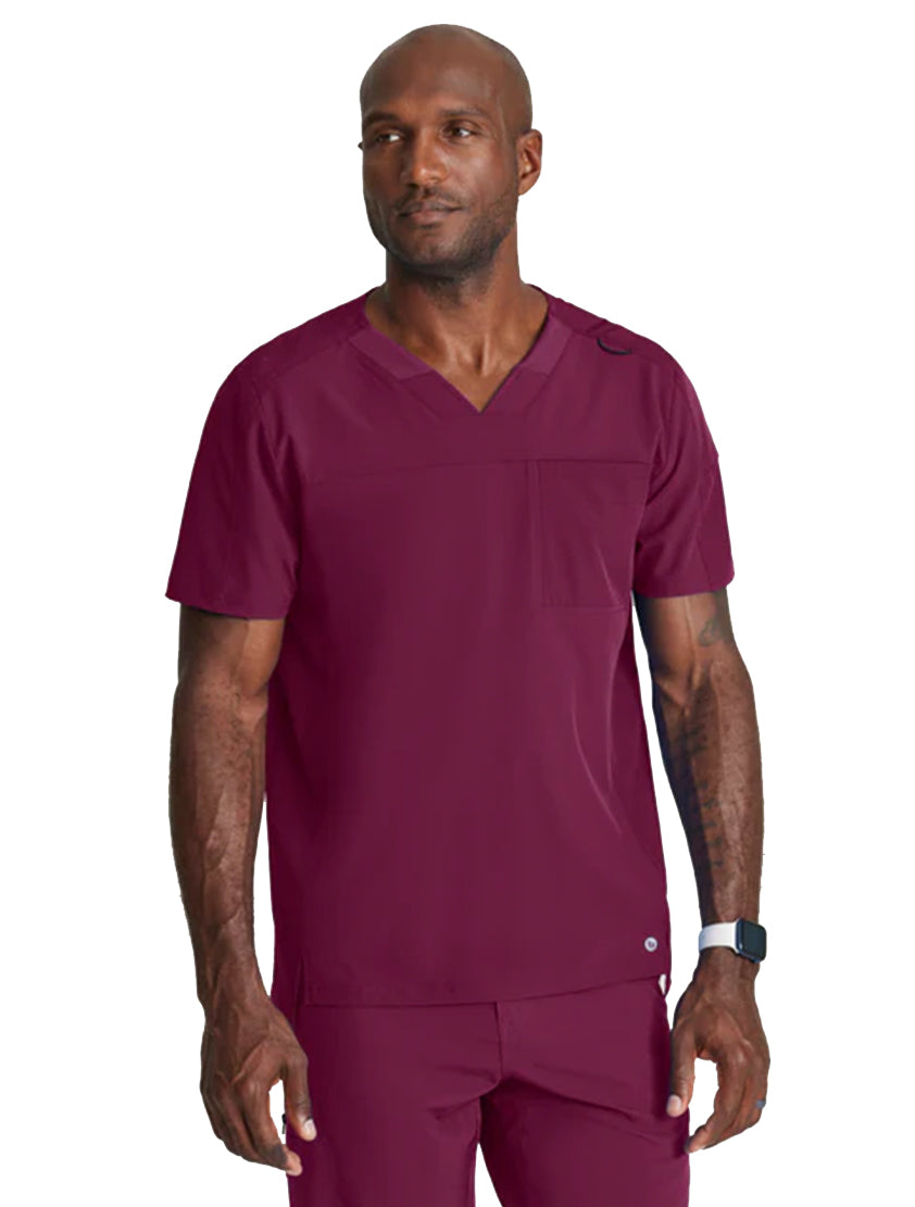 Barco One™ by Barco Velocity 2-Pocket V-Neck Scrub Top-Wine