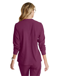 SKECHERS™ by Barco Stabilty 2-Pocket Crewneck Snap-Front Scrub Jacket - Wine