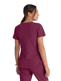 Skechers™ by Barco Breeze 3-Pocket Curve-d VNeck Scrub Top-Wine