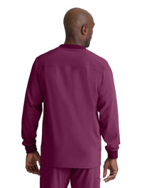 SKECHERS™ by Barco Structure 3-Pocket Crewneck Warmup Scrub Jacket-Wine