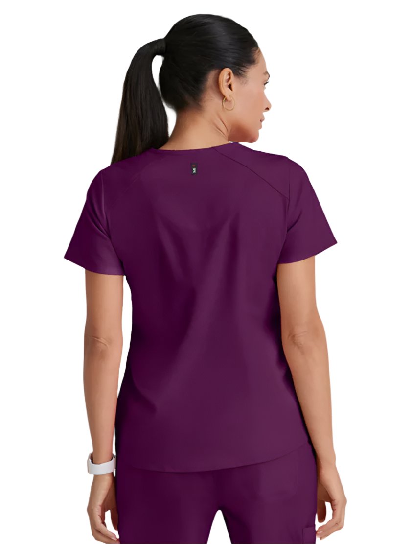 Grey's Anatomy Stretch™ by Barco Emma 4-Pocket V-Neck Scrub Top-Wine