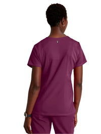 Grey's Anatomy Stretch™ by Barco Serena 3-Pocket Curved V-Neck Scrub Top-Wine