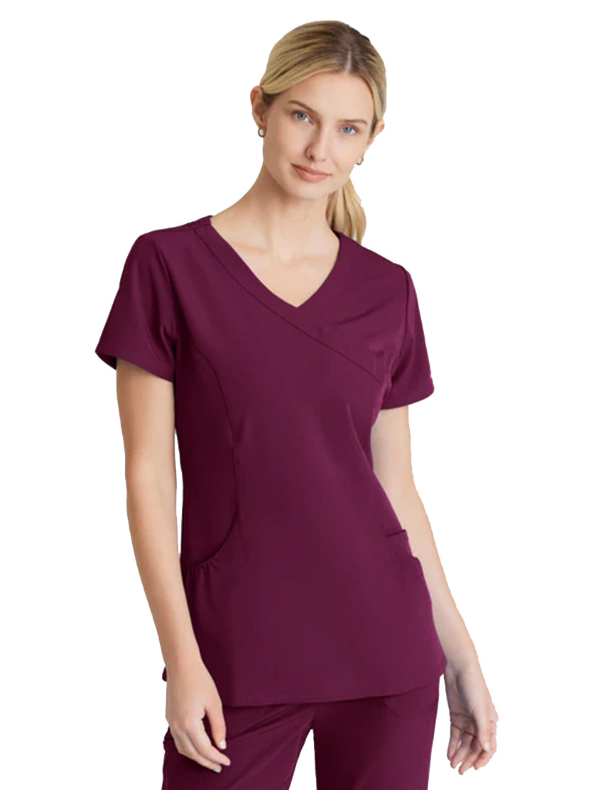 Skechers™ Vitality by Barco Charge 3-Pocket Crossover Scrub Top - Wine