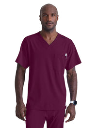 SKECHERS™ by Barco Structure 1-Pocket V-Neck Scrub Top-Wine