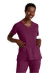 Grey's Anatomy Stretch™ by Barco Serena 3-Pocket Curved V-Neck Scrub Top-Wine