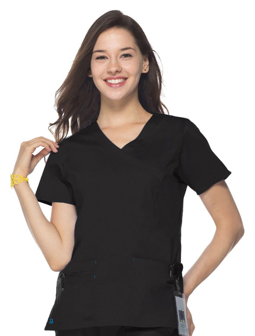 Maevn Women's "Blossom" Scrub Top Black