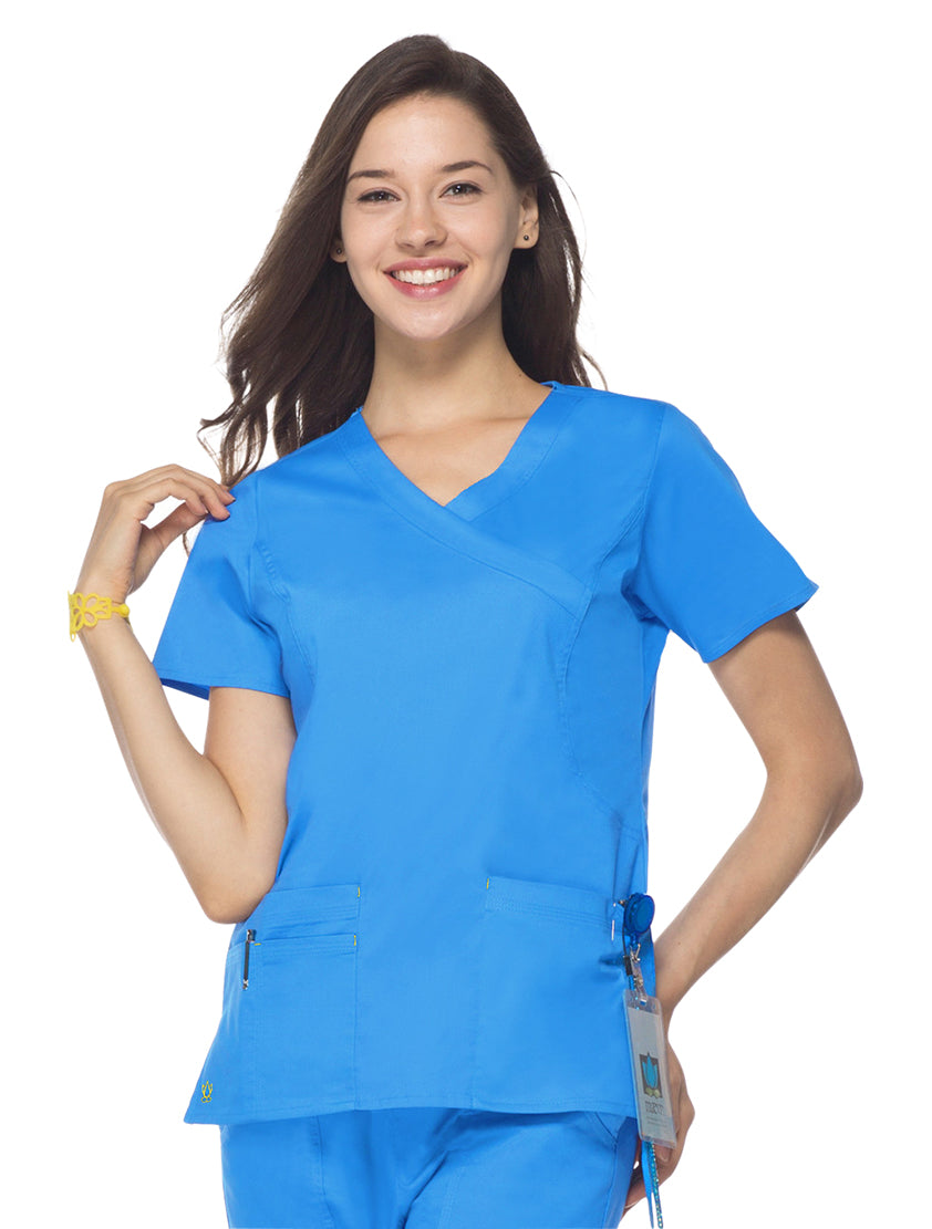 Maevn Women's "Blossom" Scrub Top 1102 Ceil Blue