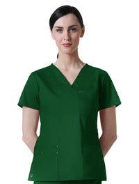 Maevn Women's Blossom 3 Pocket V-Neck Scrub Top Hunter Green