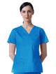 Maevn Women's Blossom 3 Pocket V-Neck Scrub Top Pacific Blue