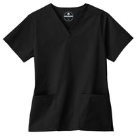 Fundamentals Women's Two Pocket V-Neck Top - Front Black