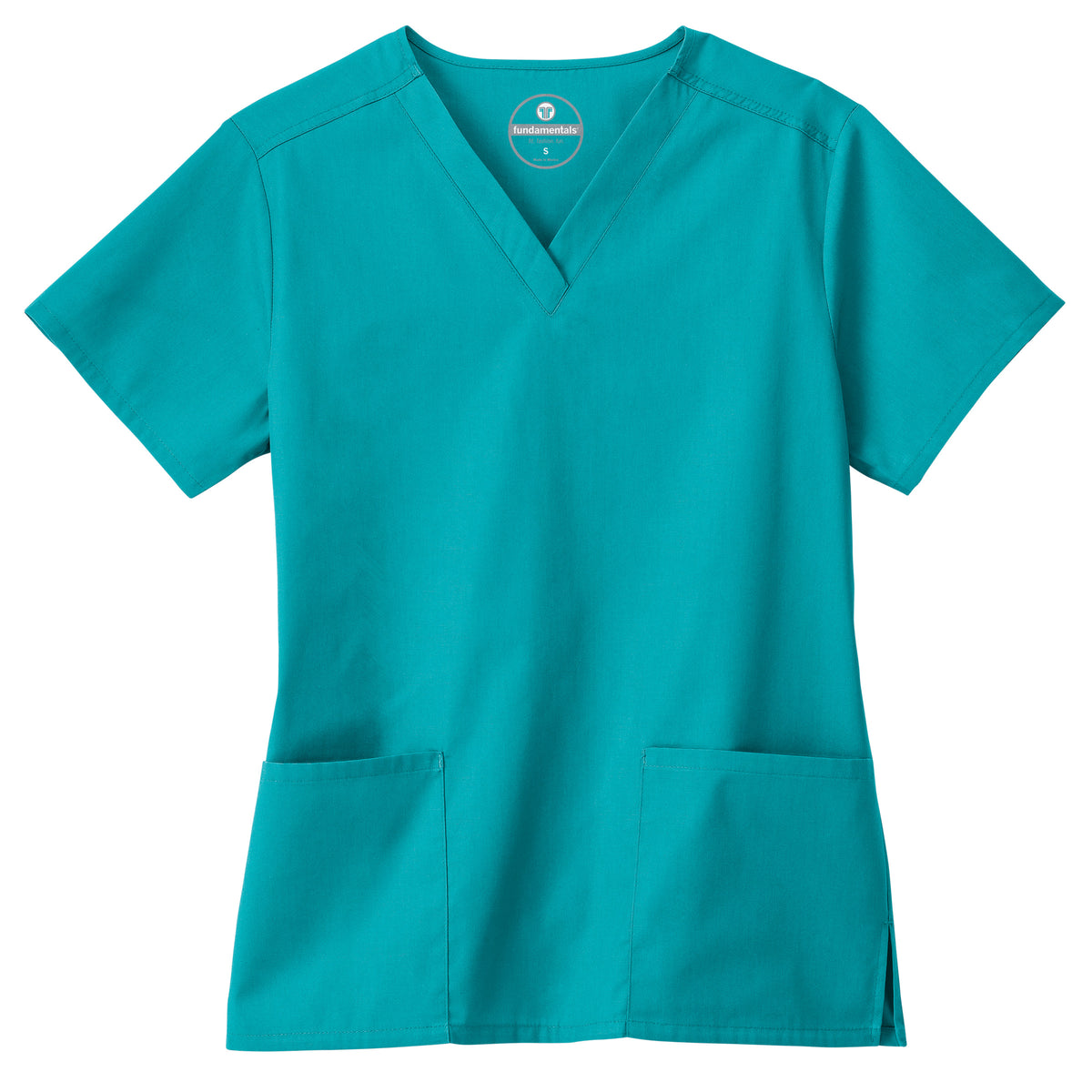 Fundamentals Women's Two Pocket V-Neck Top - Front Teal