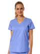 Back Mesh Panel Shaped V-Neck Top Ceil Blue