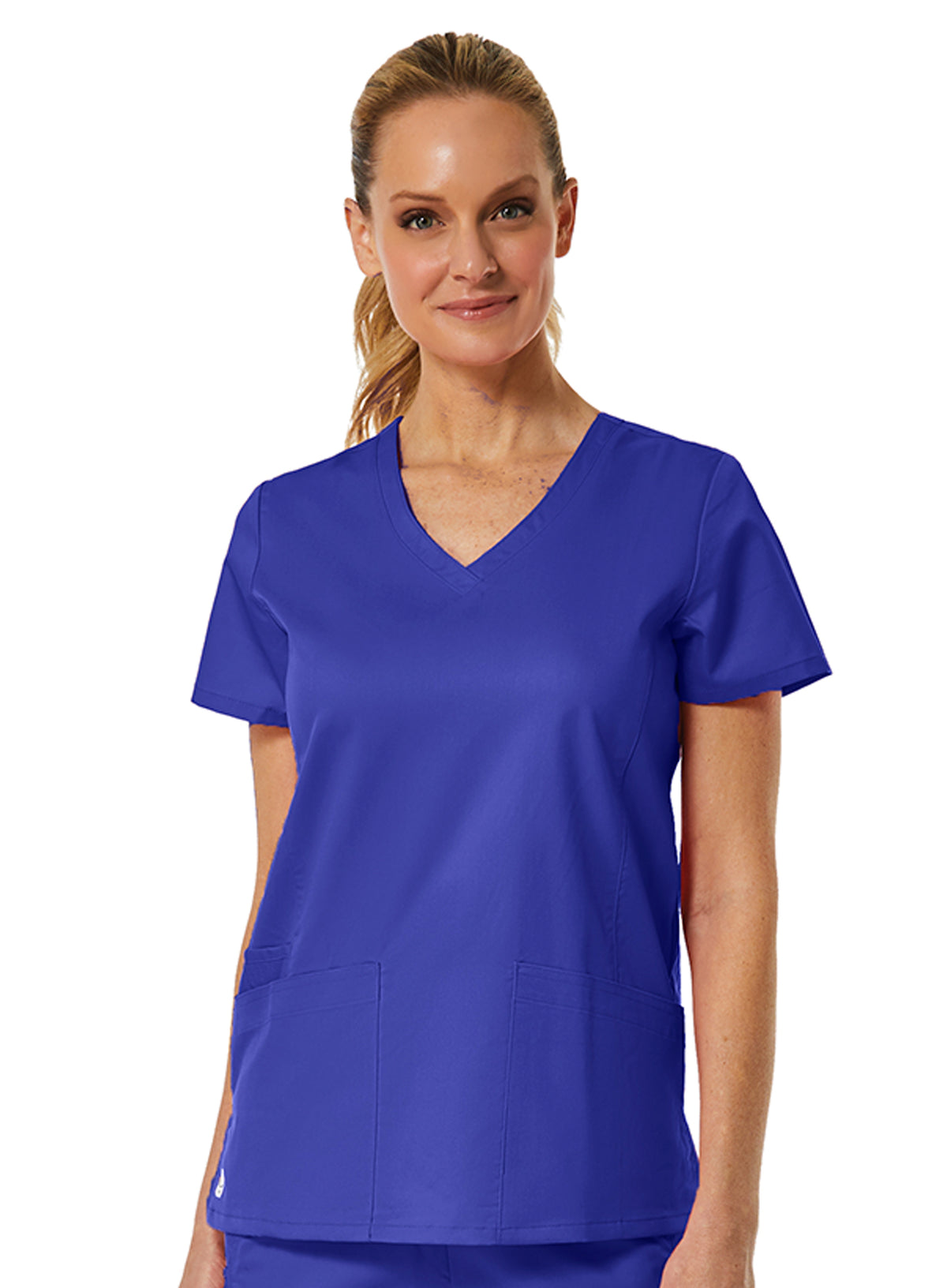 Back Mesh Panel Shaped V-Neck Top Galaxy Blue