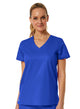 Back Mesh Panel Shaped V-Neck Top Royal Blue