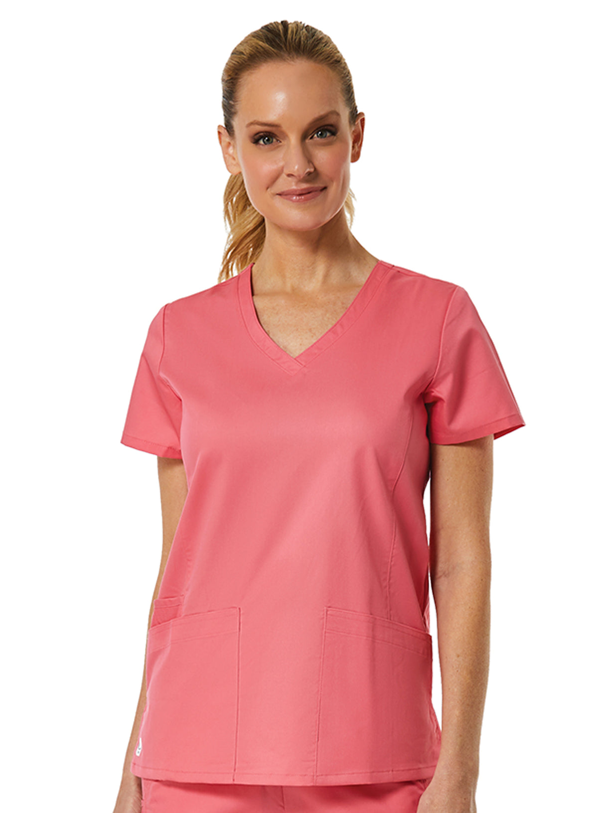 Back Mesh Panel Shaped V-Neck Top Pink 