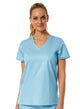 Back Mesh Panel Shaped V-Neck Top Sky Blue