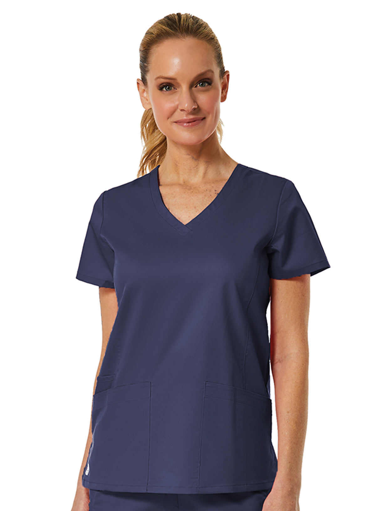 Back Mesh Panel Shaped V-Neck Top True Navy