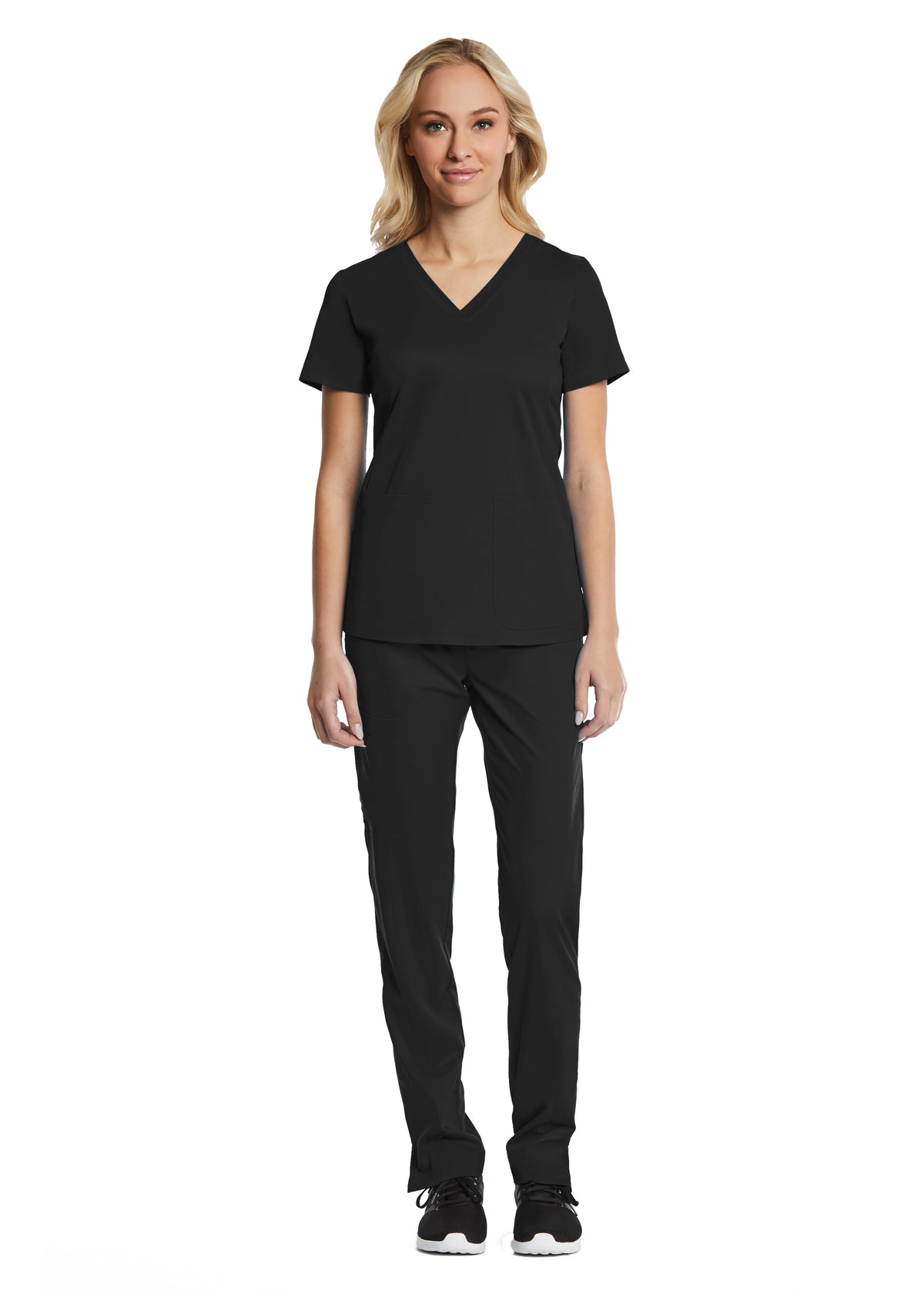  Sporty & Comfy Multi Pocket V-neck Top Black full