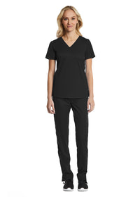  Sporty & Comfy Multi Pocket V-neck Top Black full