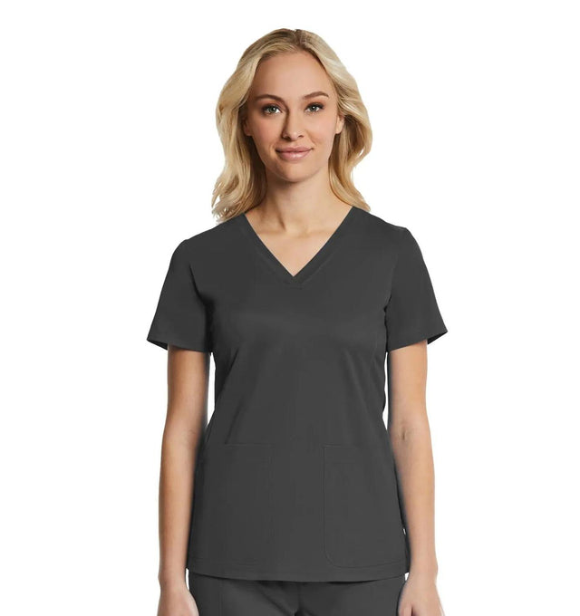  Sporty & Comfy Multi Pocket V-neck Top Charcoal