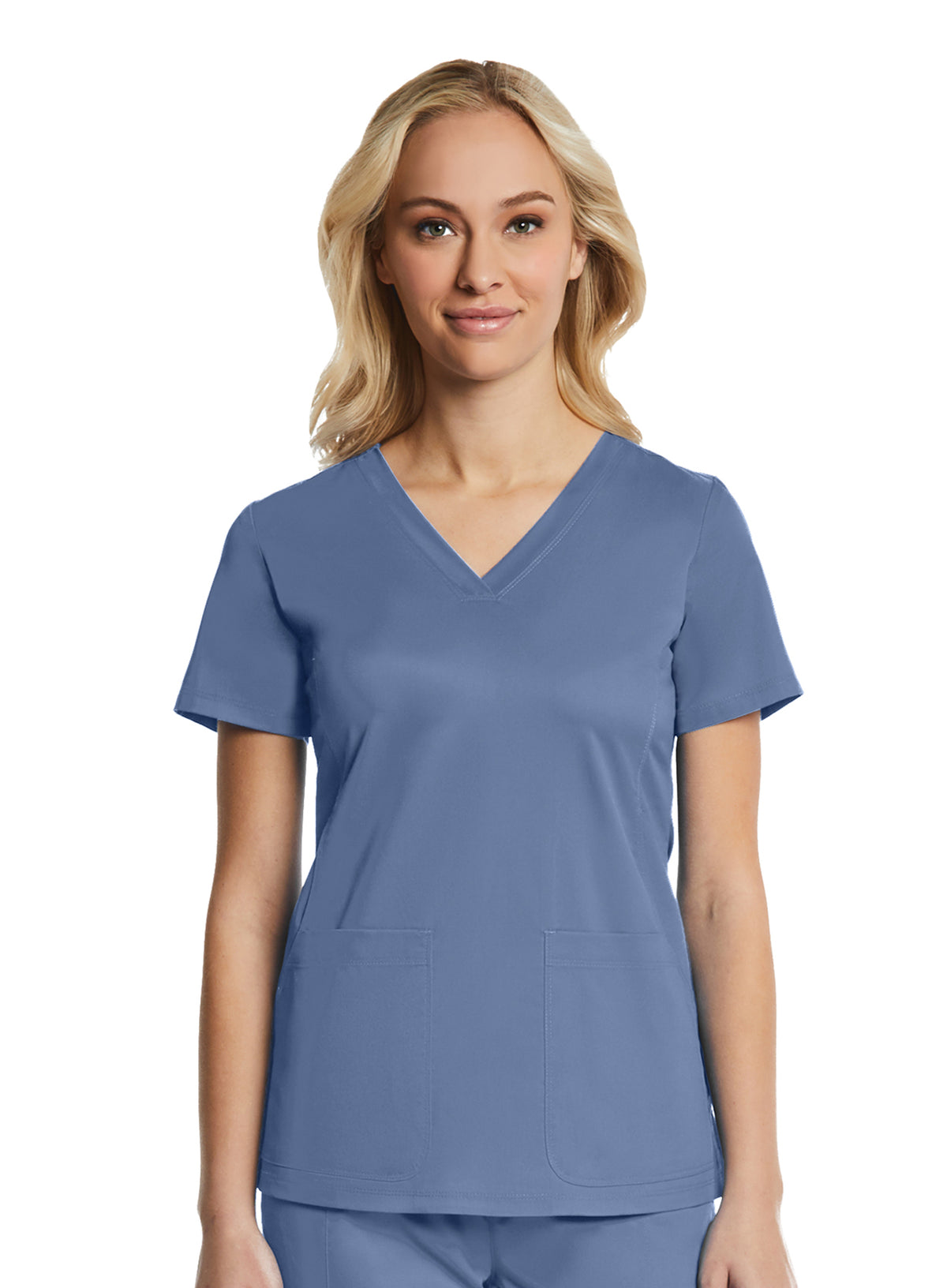  Sporty & Comfy Multi Pocket V-neck Top Infinity Blue