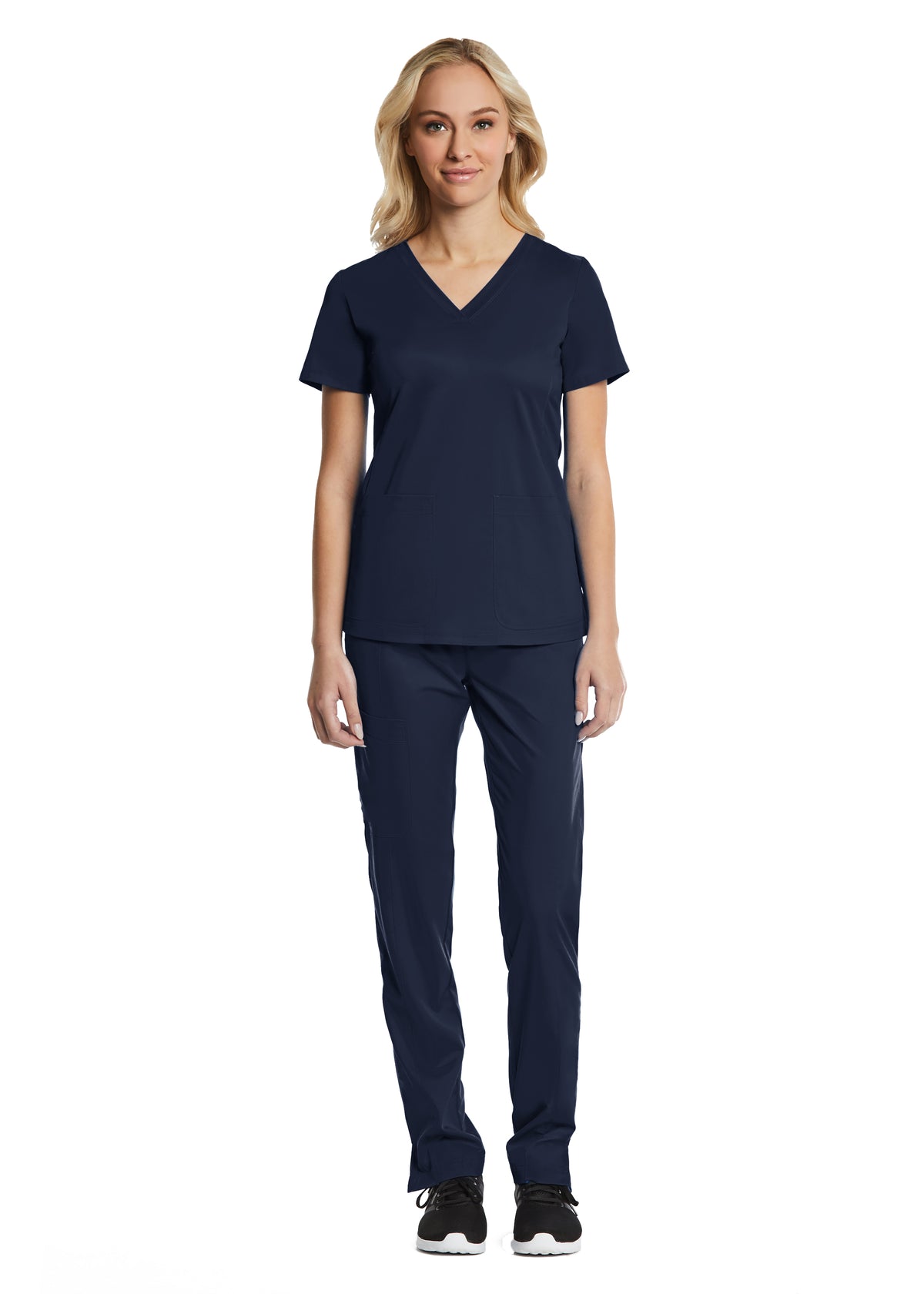  Sporty & Comfy Multi Pocket V-neck Top Navy Full